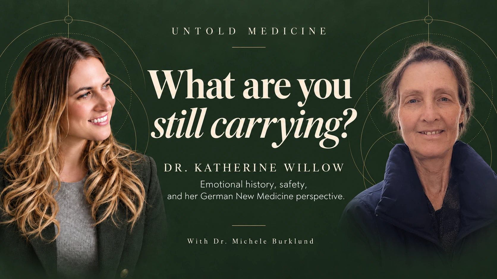 Dr. Michele Burklund and Dr. Katherine Willow — What Are You Still Carrying. Untold Medicine podcast cover.